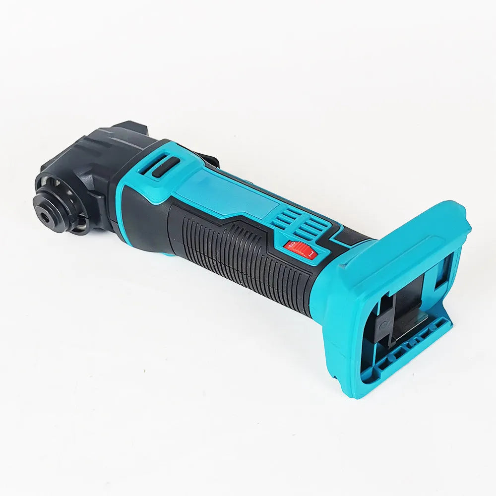 Rechargeable brushless lithium battery trimming machine with metal construction and plastic storage box containing accessories