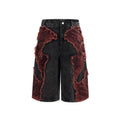 Women's distressed denim wide leg cropped trousers with mid-high waist and brushed stitching