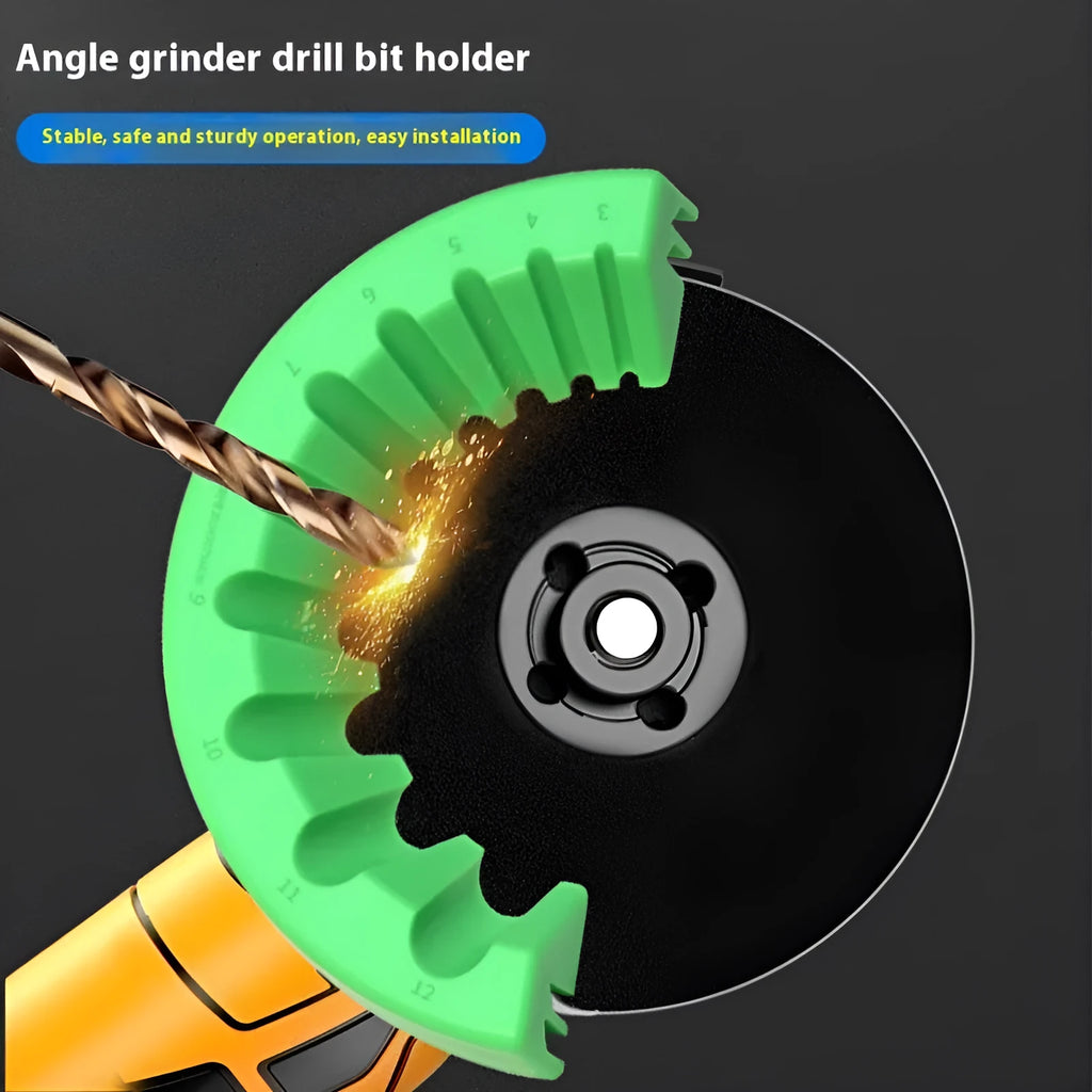 Angle grinder grinding bit bracket holder in black, green, or yellow colour, holding a single bit.