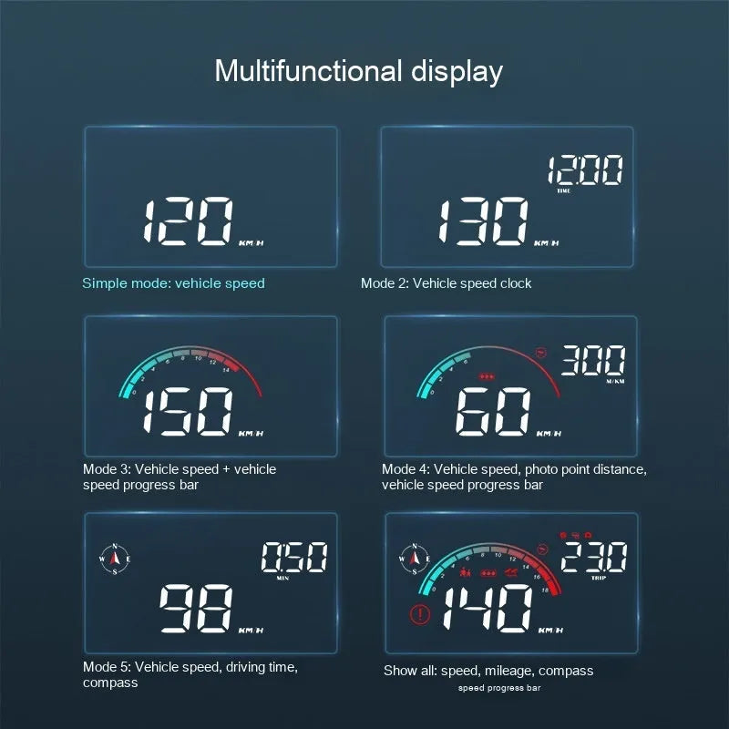 Black universal head-up display car GPS projector unit with USB cable
