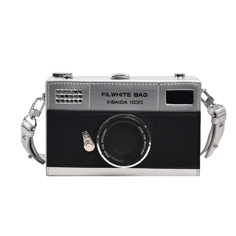 Soft PU leather mini crossbody camera bag in a horizontal square shape.