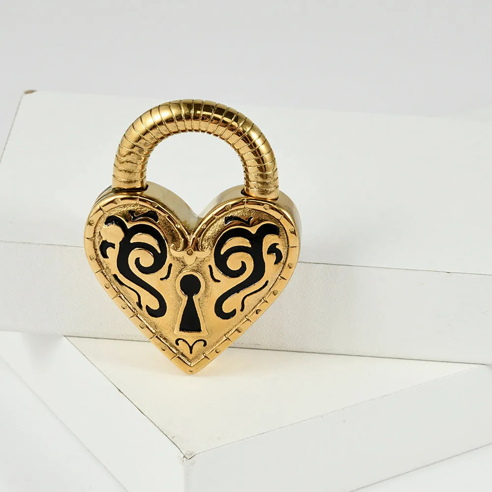 Heart-shaped stainless steel ear piercing studs with electroplated gold colour finish
