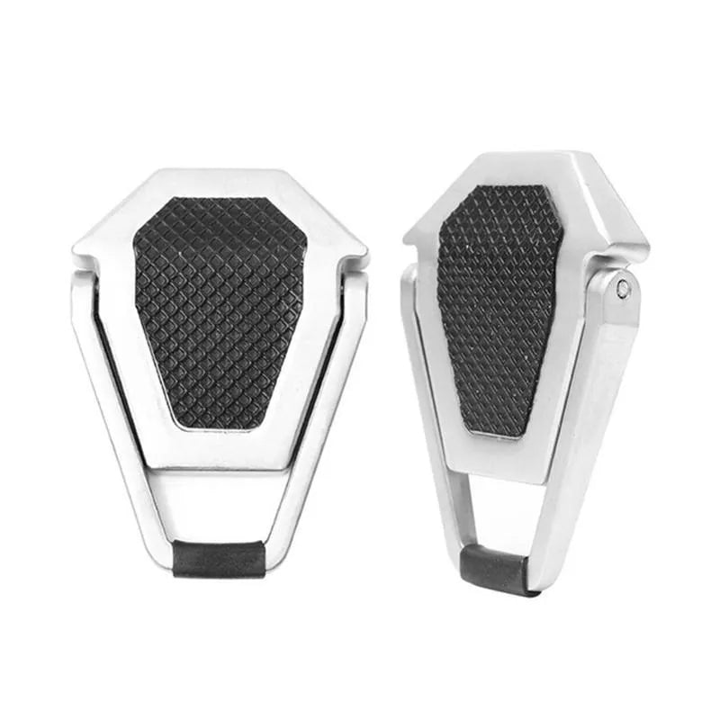 Compact aluminium alloy computer bracket folded to 4.8cm with adhesive backing for laptop support