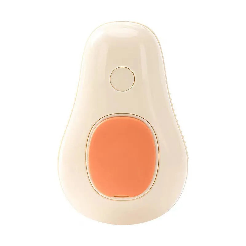 Pet spray massage comb with rotating heads in avocado green colour, showing 200ml essence container and ergonomic handle