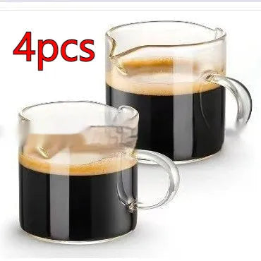 White transparent double mouth coffee glass with modern simple design