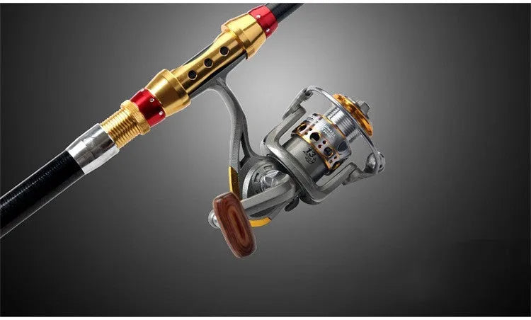 Carbon fibre telescopic spinning fishing rod for sea fishing with metal or foam handle, 2.1m to 3.6m