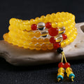 108 bead agate necklace and crystal bracelet jewellery set with lucky cat charm
