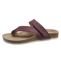 Flat toe ring thick-soled flip-flops in red, blue, grey, pink, brown, or grey variant with foam soles and artificial PU uppers.