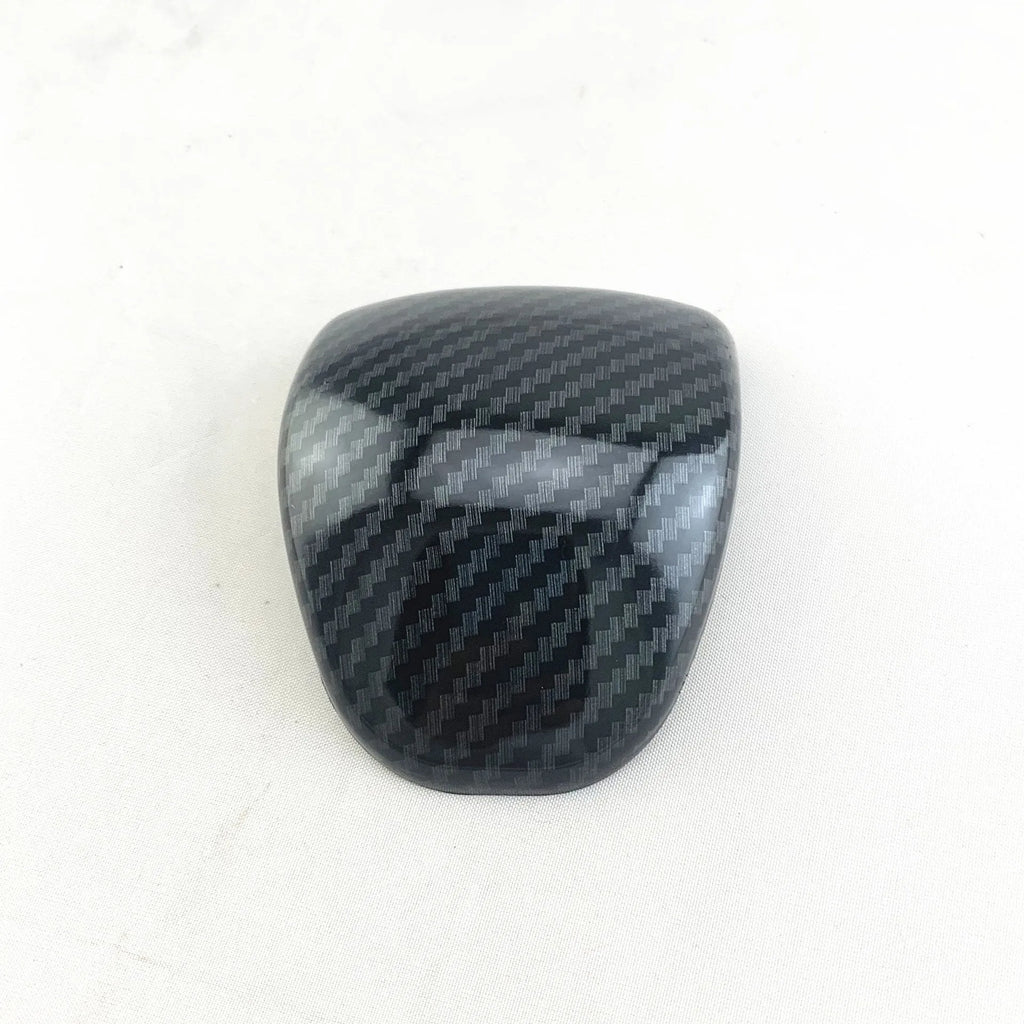 Carbon fibre pattern gear shift cover measuring 8cm diameter by 2cm height for automotive interiors
