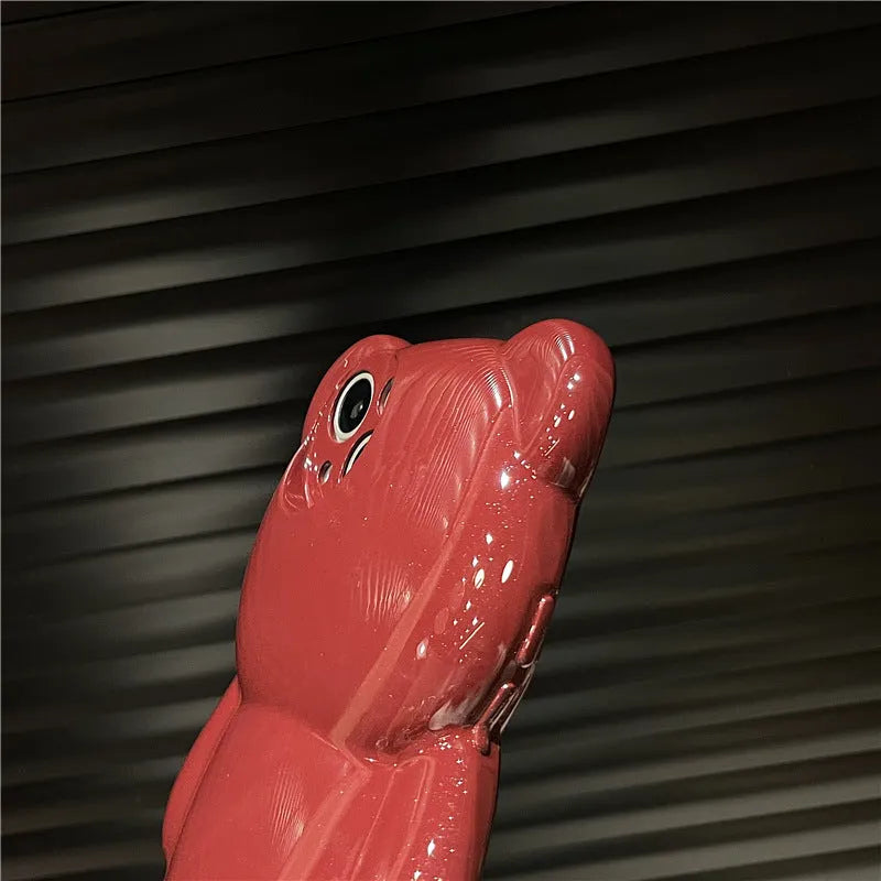 Silicone iPhone case with 3D bear design in khaki or wine red, anti-fall soft shell for iPhone 11-14 models