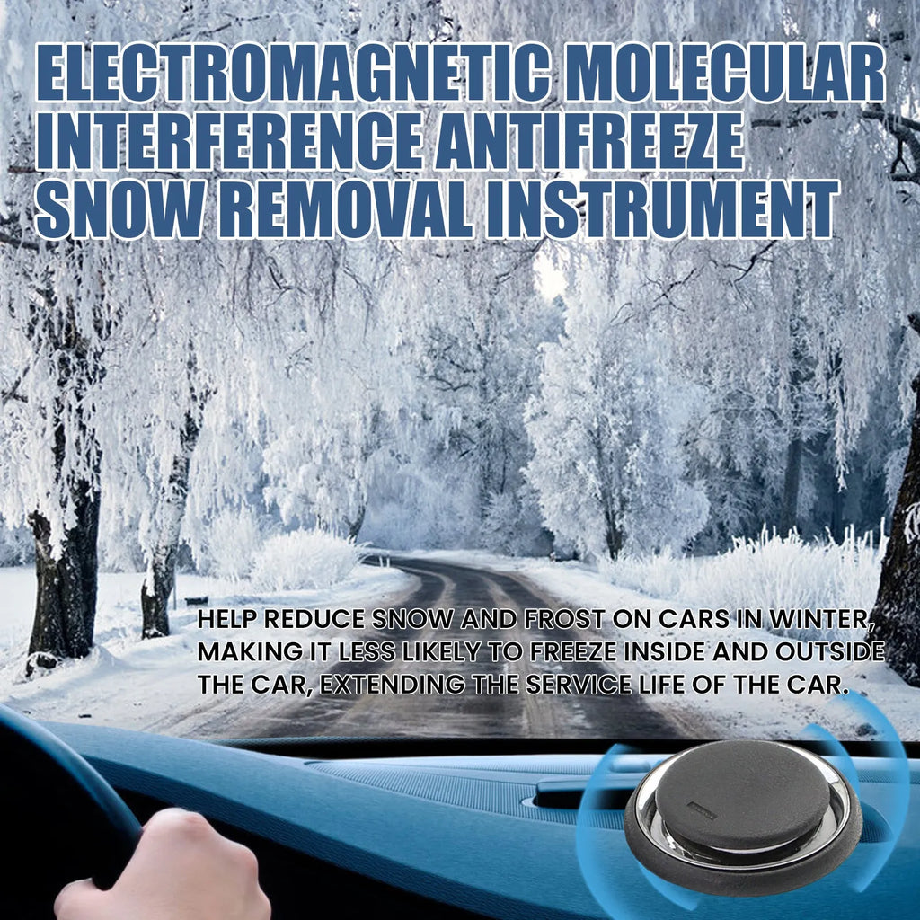 Black plastic portable car deicing instrument showing compact square shape.