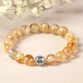 10mm geometry-shaped citrine bracelet with grinding treatment and crystal elements, unisex design