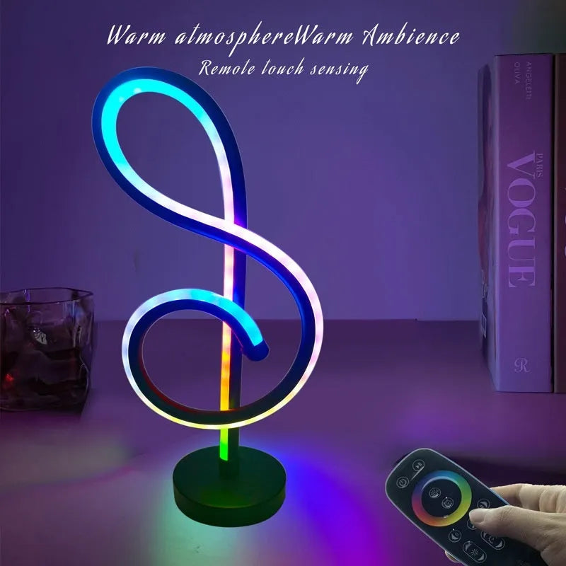 Black musical note shaped Bluetooth light with remote control, iron and aluminium construction, three size options