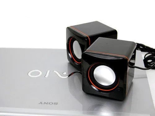 Black square USB computer speaker with compact 10cm design for desktop audio