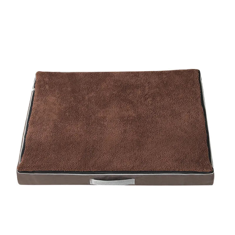 Removable washable pet mat for dogs with sponge core and Shu cotton velvet cover in brown colour
