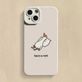 Cartoon duck design silicone phone case for Apple iPhone in black, white or blue colour options