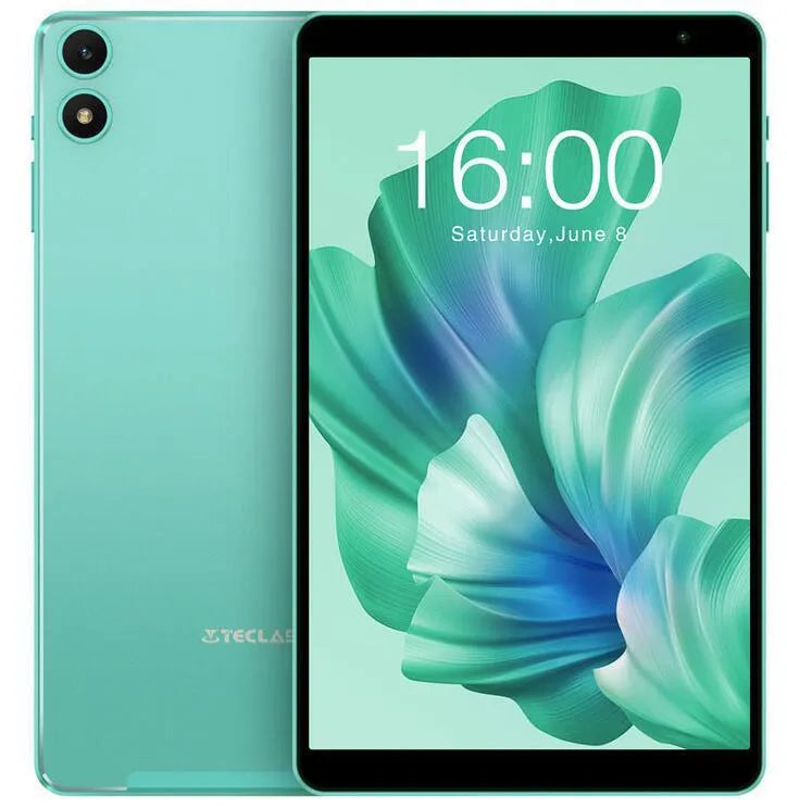 Android 13 8-inch HD tablet in green with 4GB 64GB storage and dual camera