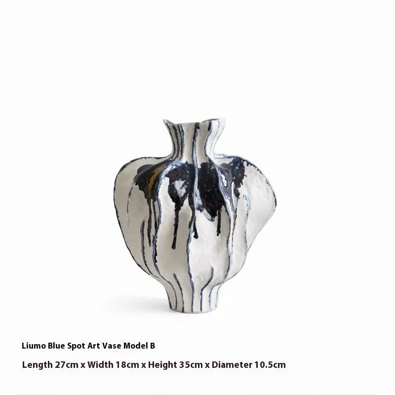 Handmade celadon ceramic vase with glass finish in modern simplicity style