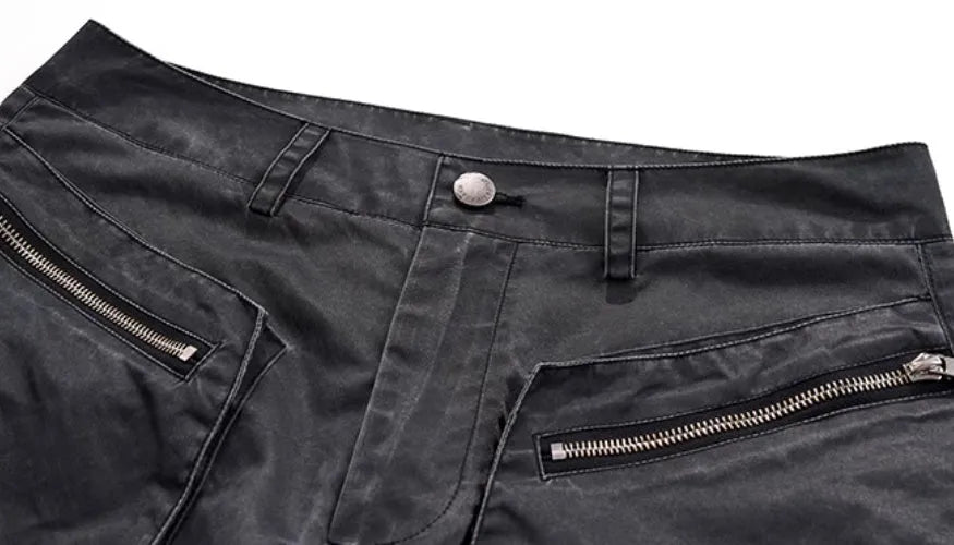 Retro three-dimensional keel design casual trousers in grey rayon viscose fabric