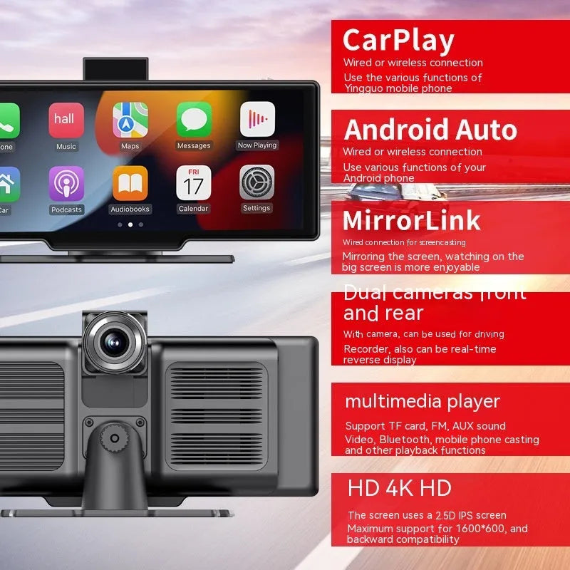 10.26-inch wireless CarPlay multimedia car screen with capacitive touch display in black