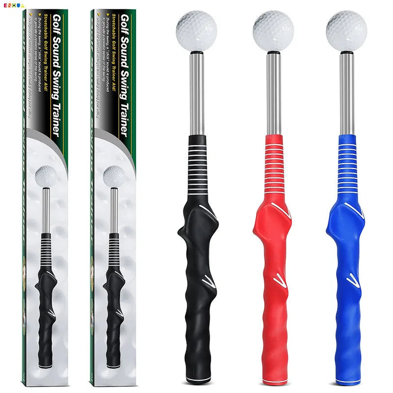 Telescopic golf swing training simulator in stainless steel with adjustable length