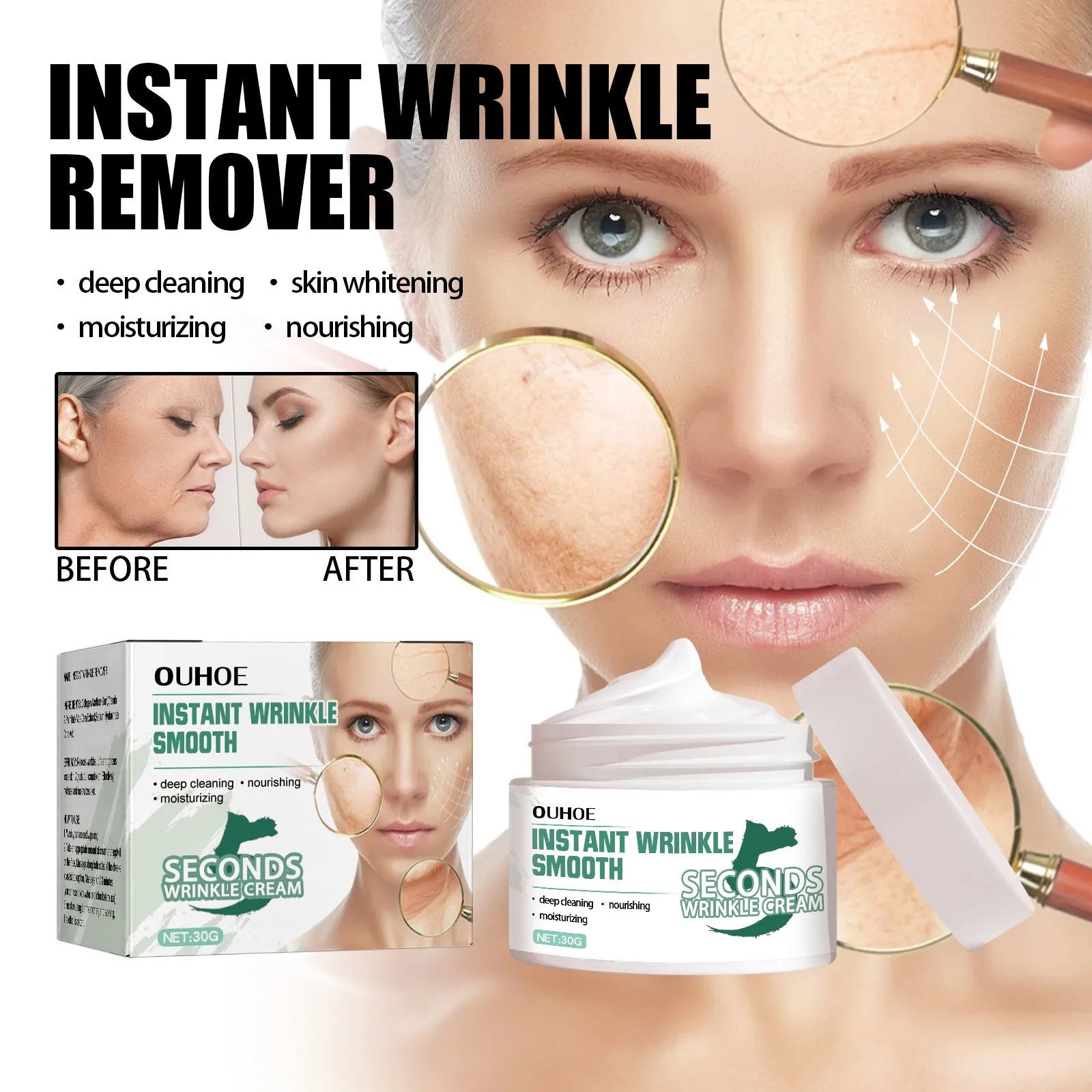 30g anti-aging anti-wrinkle face cream container for facial hydration and wrinkle reduction