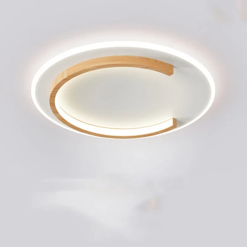 Round wooden LED ceiling light 50cm bedroom ceiling lamp with 220V voltage and white or stepless dimming options