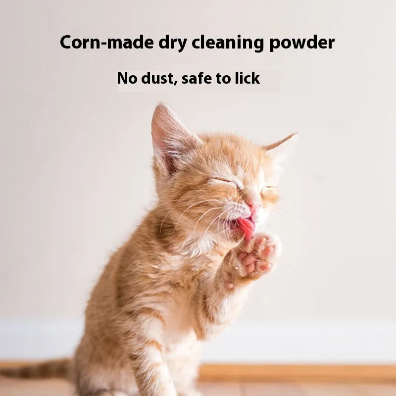 Container of dog dry cleaning powder in choice of rose, Seville orange, or menthol scent, 260g