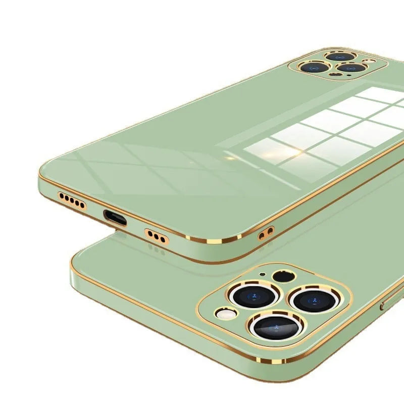 Mint Green TPU phone case with electroplating edge for Apple iPhone 15 and 16 on a white background.