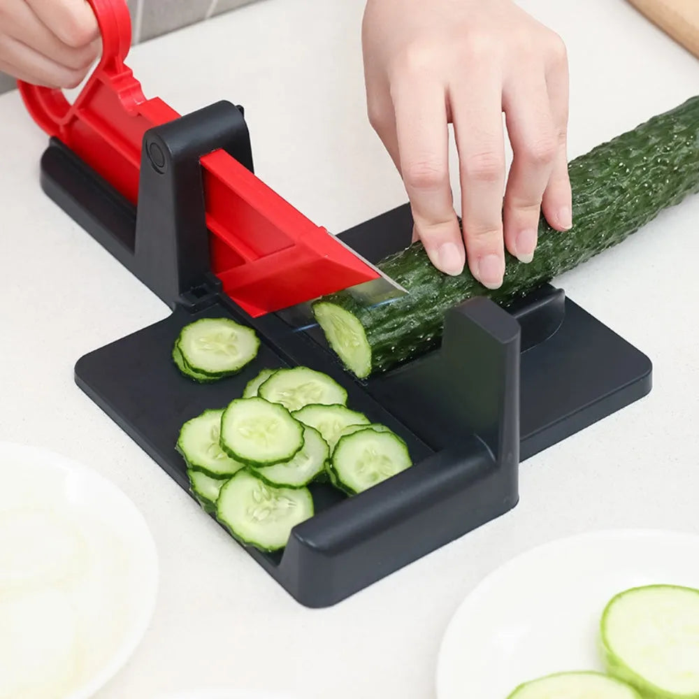 Green vegetable cutter with stainless steel blades for slicing carrots and potatoes