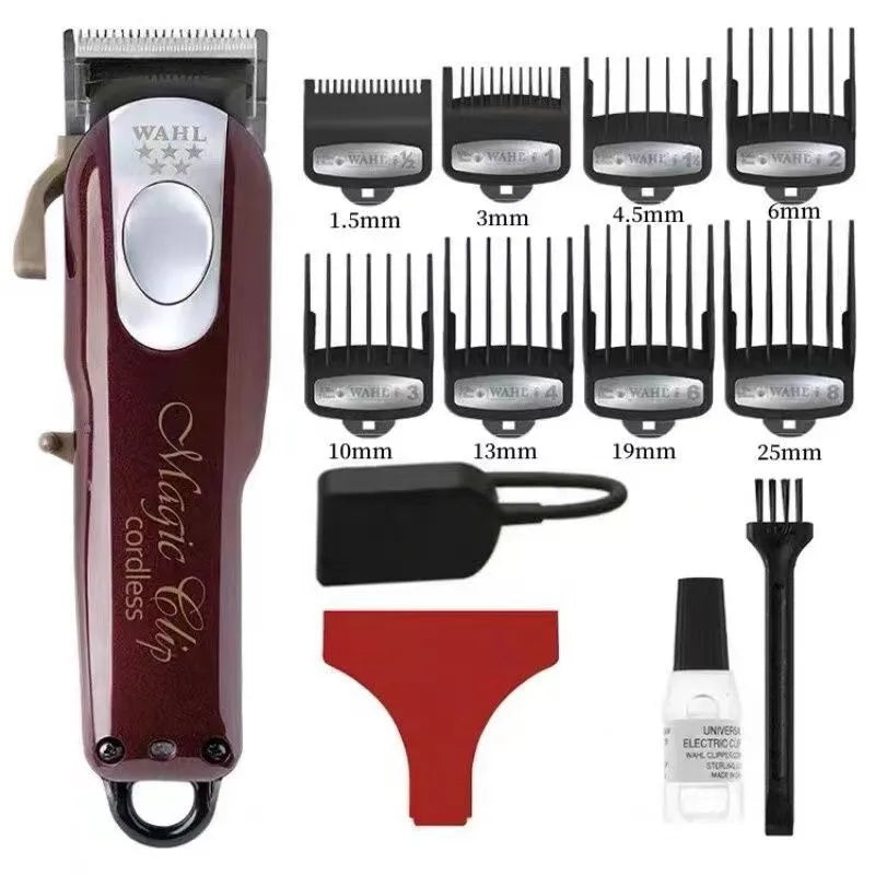 Adult and children's charging hair clippers with stainless steel cutter head and multiple plug options