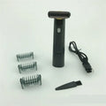 Black wireless rechargeable precision shaver with stainless steel blades, measuring 15cm long with ergonomic handle