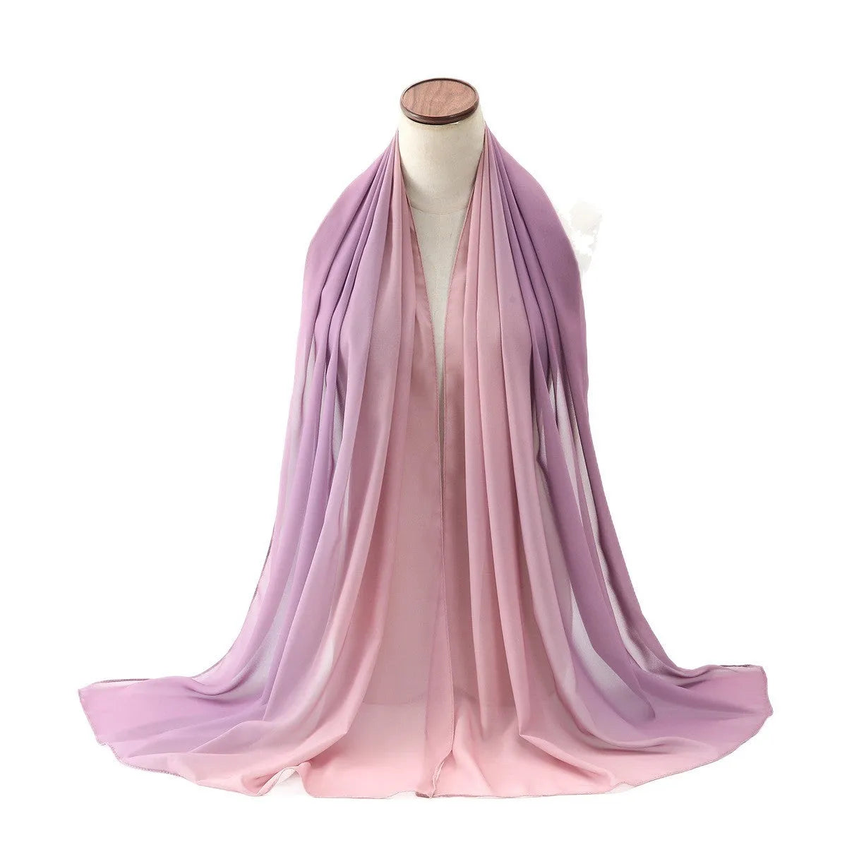 Extra-long chiffon summer scarf draped showing textured surface and multiple colour options