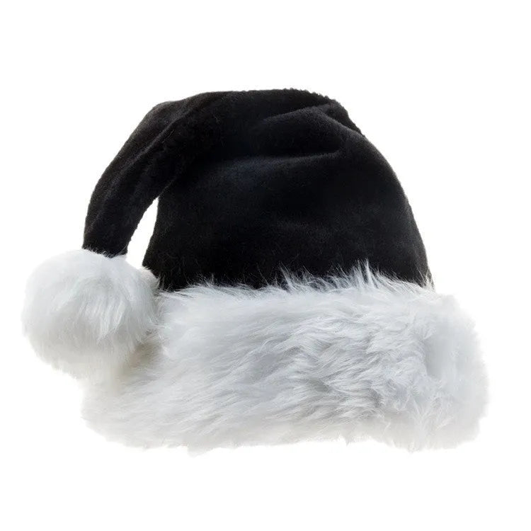 Black Christmas plush hat with 56 cm diameter and thickened polyester material