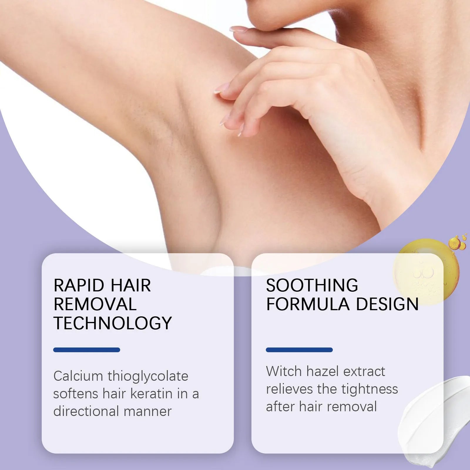 100g hair removal cream jar with moisturising care oil formula and witch hazel extract