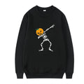 Women's printed crew neck top in black with long sleeves for autumn and winter casual wear