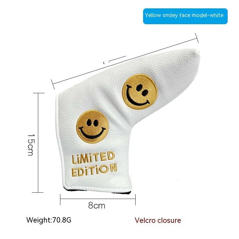 Golf straight bar putter sleeve in various designs including four-leaf clover, animal motifs, and sporty styles