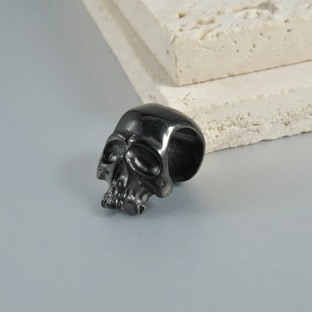 Personalised stainless steel hollow skull Buddha earrings with electroplated finish in geometric design