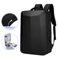 Waterproof business backpack with curved shoulder strap, 20-35L capacity, available in black and silver white colours