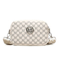 PU leather wide-strap crossbody bag in black, brown or white with three-dimensional pocket design
