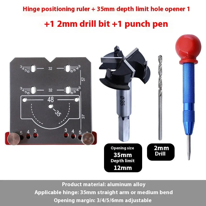 35mm hinge punch locator with adjustable margin settings and aluminium alloy construction for cabinet installation