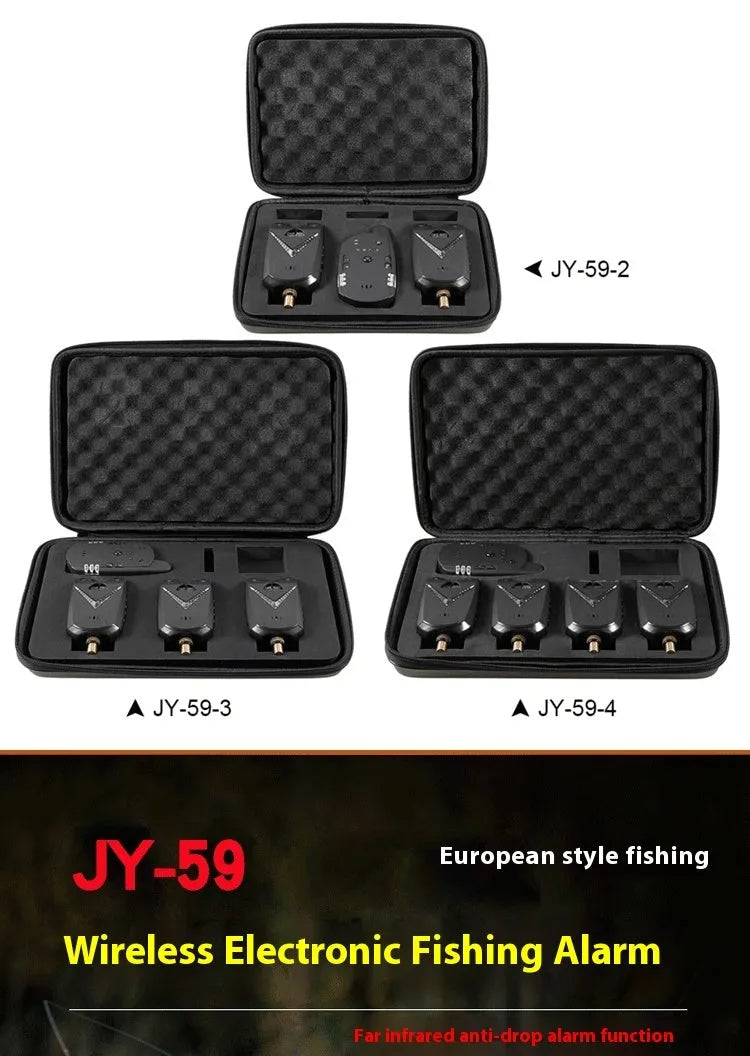 Wireless fishing electronic alarm with ABS plastic housing and one-for-four receiver system