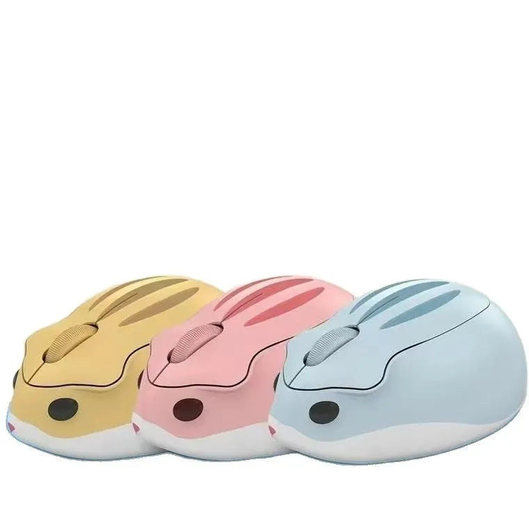 Hamster wireless mute mouse in grey, pink, or yellow with Bluetooth connectivity and compact size