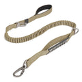 Pet hand holding rope buffer retractable reflective traction belt in black, khaki, or orange colours