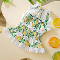 Rock yellow lemon polyester dog dress with adjustable strap skirt on small dog