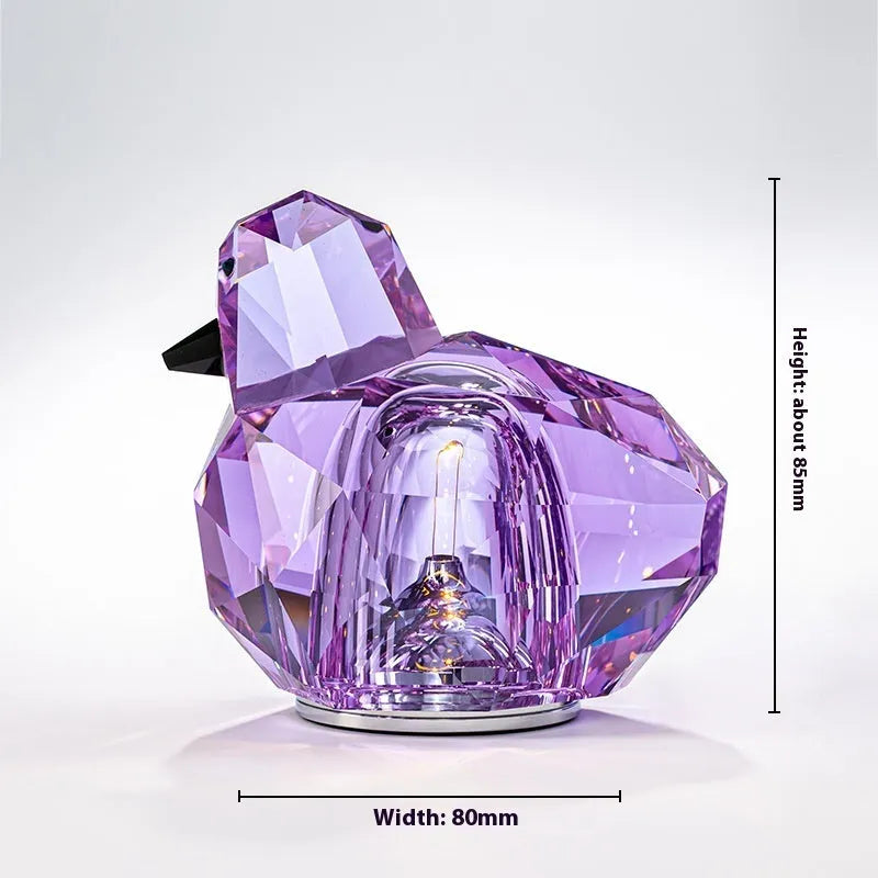 Portable crystal table lamp 85 x 80mm with built-in battery and three-gear dimming in pink, purple, or transparent