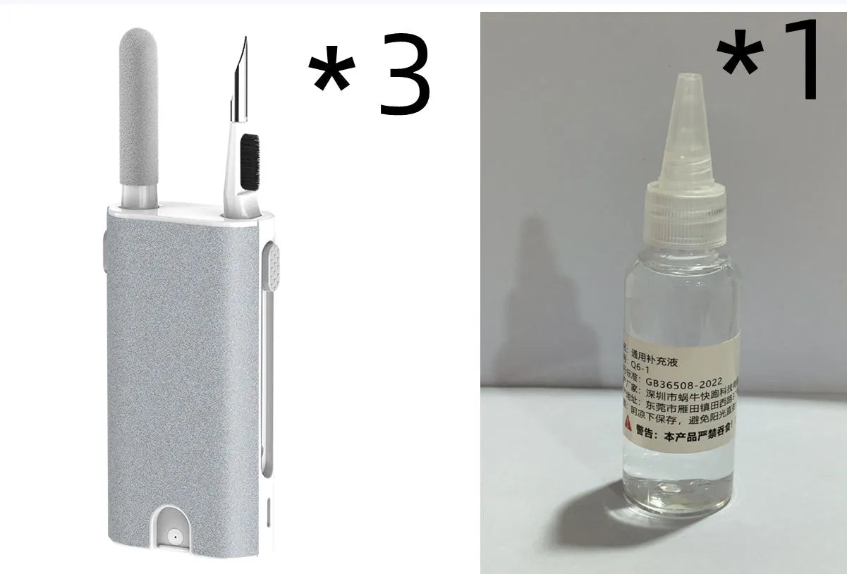 5-in-1 electronic screen cleaner kit with flocking sponge, brush and metal tip