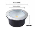 Round black LED COB underground light with stainless steel cover and tempered glass lens for outdoor installation