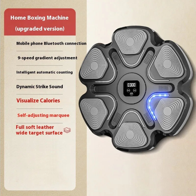 Smart music boxing machine wall target with electronic reaction system and hanging design for home fitness training