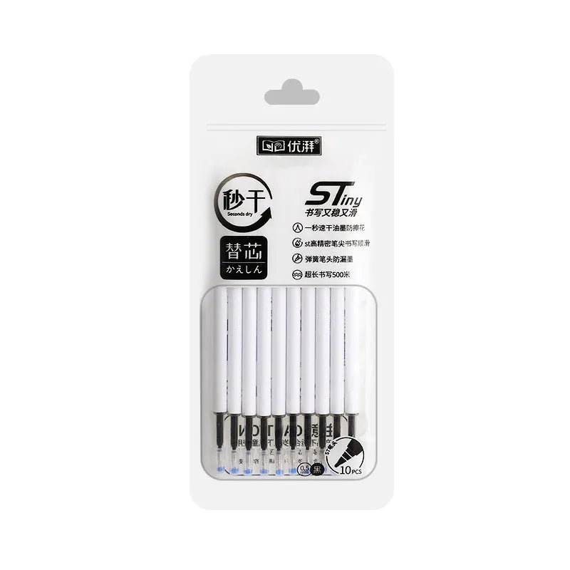 One Second Quick-drying Refill Neutral Push Bullet Pen Refill in black, red, blue, and ink blue colours with 500 m writing length